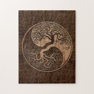 Puzzle Arbre de la vie Yin Yang avec l'effet en bois de