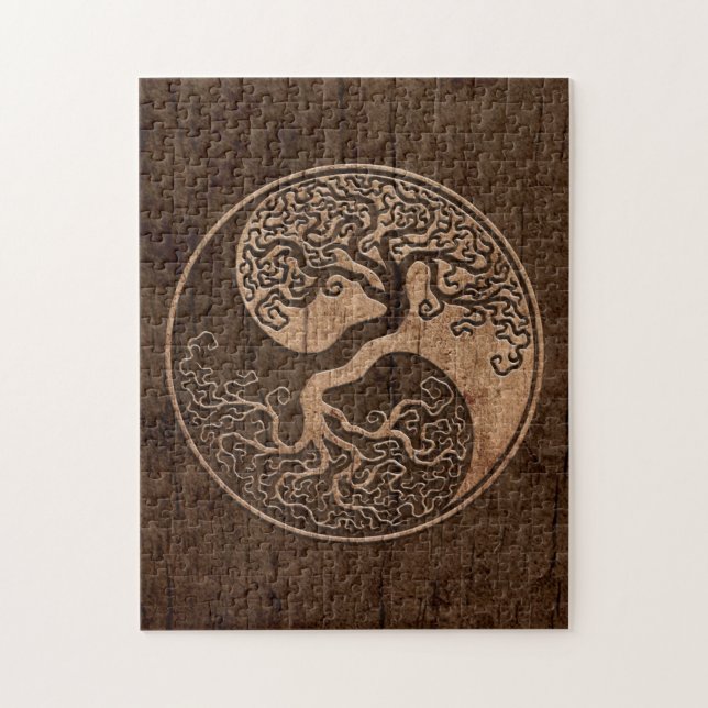 Puzzle Arbre de la vie Yin Yang avec l'effet en bois de (Vertical)