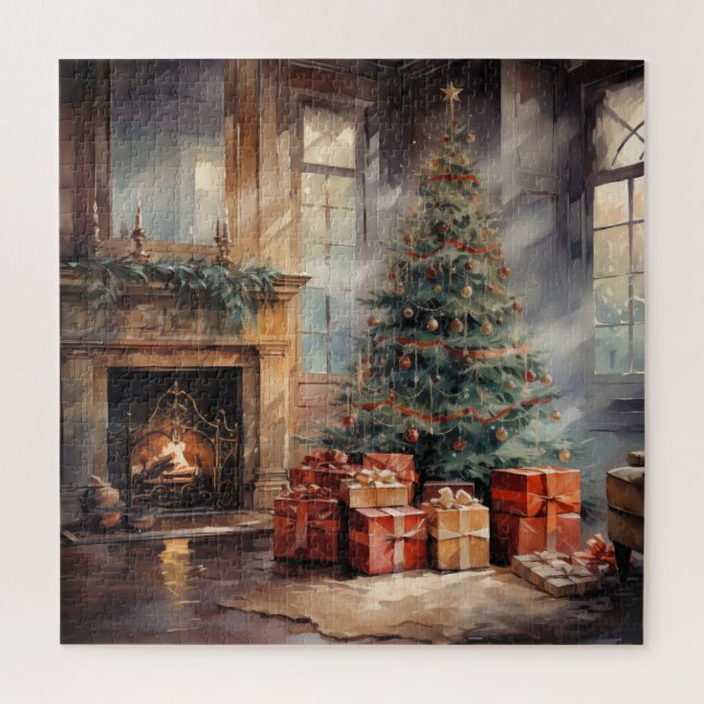 Puzzle Arbre de Noël aquarelle (Vertical)