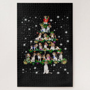 Puzzle Arbre De Noël beagle Couvert De Lampe De Feu