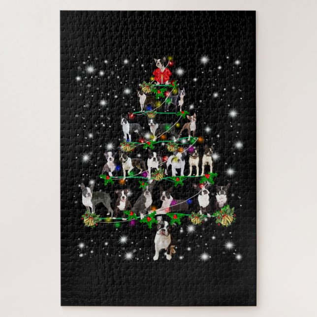 Puzzle Arbre De Noël Boston Terrie Couvert D'Une Lampe De (Vertical)