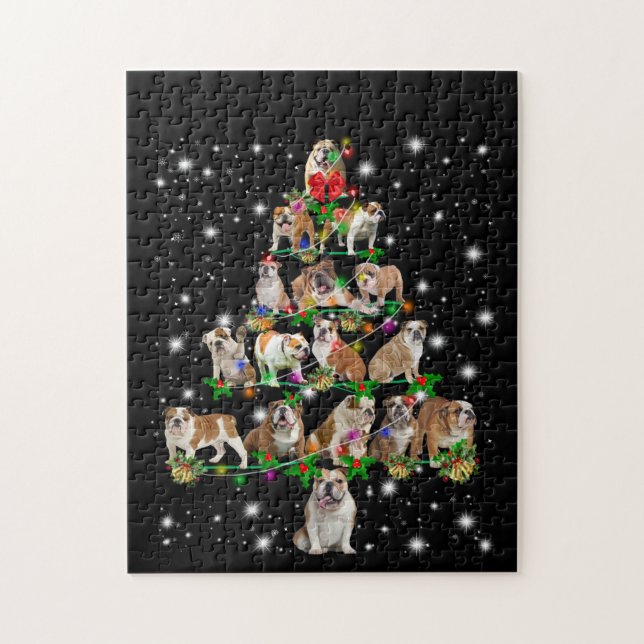 Puzzle Arbre De Noël De Chien-taureaux Couvert De Lampe D (Vertical)