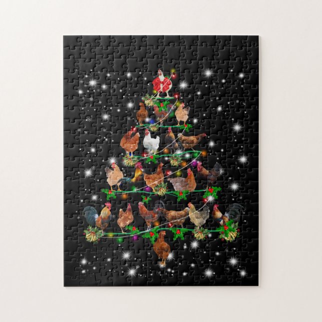 Puzzle Arbre De Noël De Poulet Couvert De Lampe De Feu (Vertical)