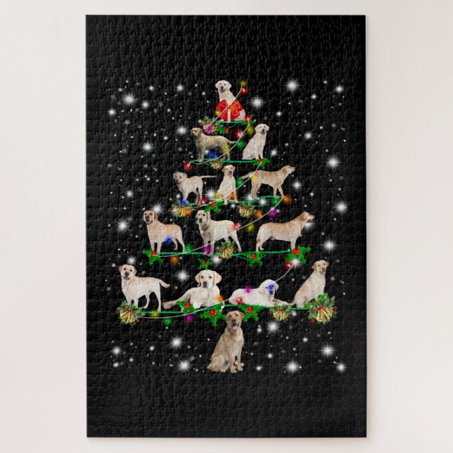 Puzzle Arbre De Noël Du Labrador Couvert De Lampe De Feu (Vertical)