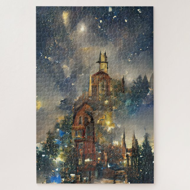 Puzzle Arbre de Noël, église de Noël (Vertical)