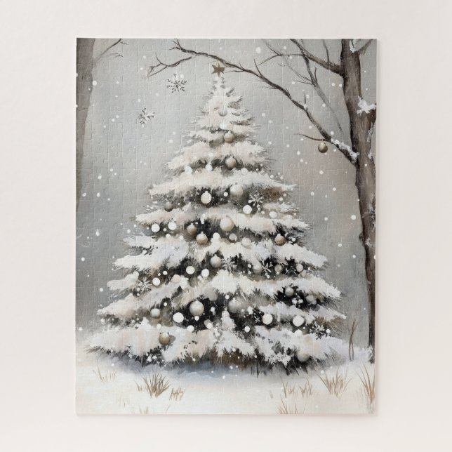 Puzzle Arbre de Noël enneigé Hiver Neige (Vertical)