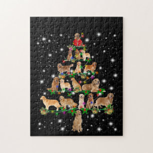 Puzzle Arbre de Noël Golden Retriever Couvert Par Flash