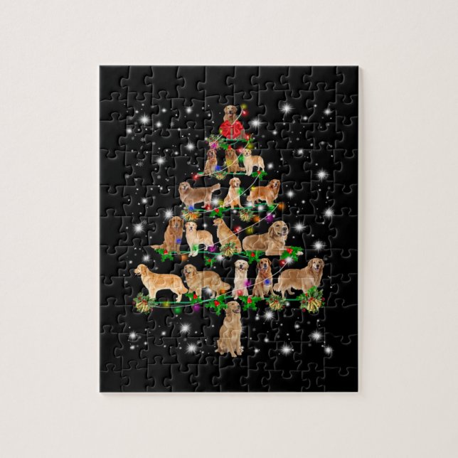Puzzle Arbre de Noël Golden Retriever Couvert Par Flash (Vertical)