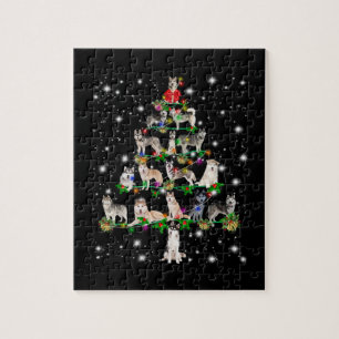 Puzzle Arbre De Noël Husky Couvert De Lampe De Feu