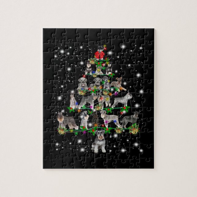 Puzzle Arbre De Noël Schnauzer Couvert De Lampe De Feu (Vertical)