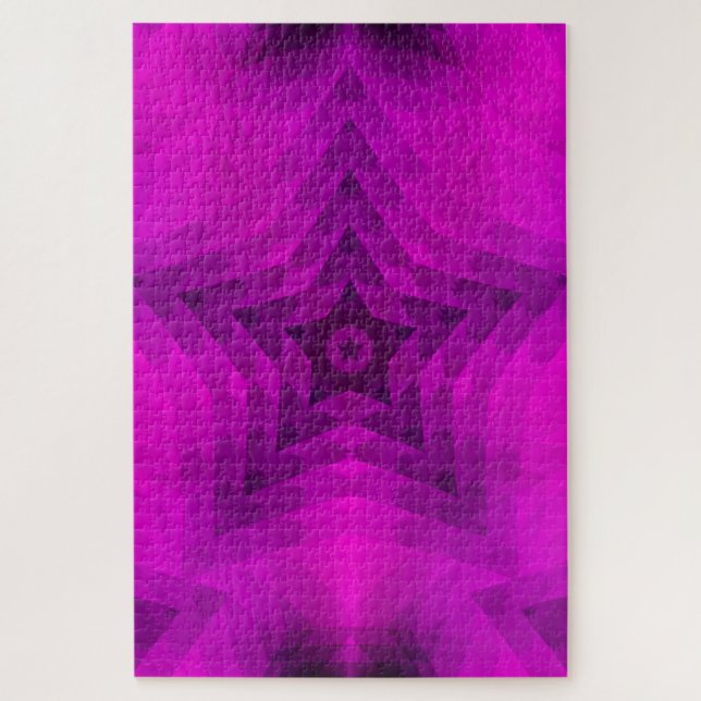 Puzzle Arbre de Noël Silhouette & Étoile violette Dégradé (Vertical)