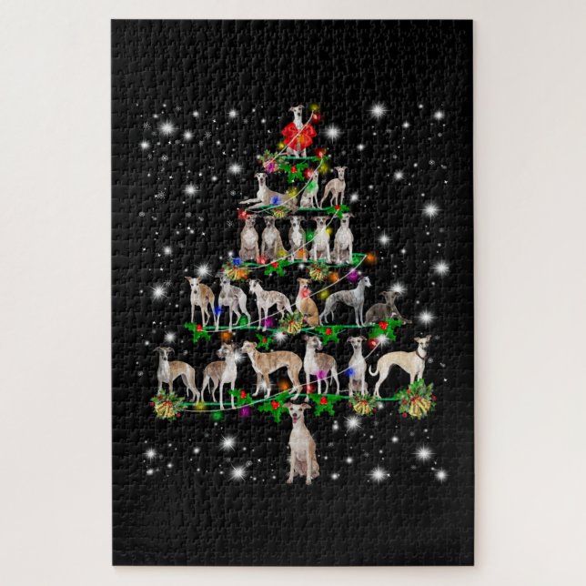 Puzzle Arbre De Noël Whippet Couvert De Lampe De Feu (Vertical)