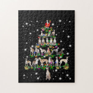 Puzzle Arbre De Noël Whippet Couvert De Lampe De Feu