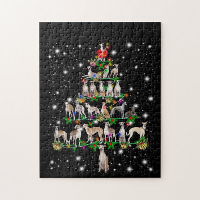 Puzzle Arbre De Noël Whippet Couvert De Lampe De Feu (Vertical)