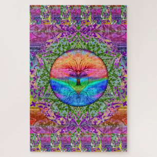 Puzzle Arbre de vie apaisant dans les couleurs arc-en-cie