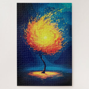 Puzzle Arbre de Vie Ardente   Art Mural de Nature Abstrai