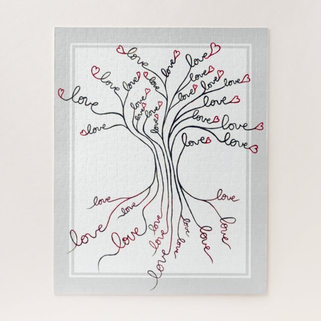 Puzzle Arbre de vie avec des coeurs significatif et diffi (Vertical)