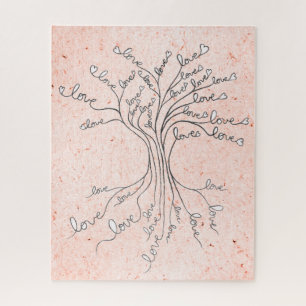 Puzzle Arbre de vie avec des coeurs significatif et diffi