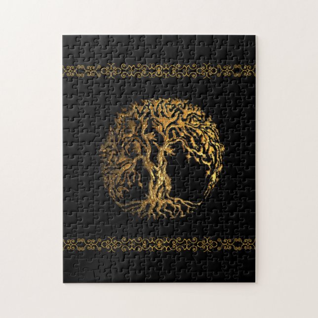 Puzzle Arbre de vie Mehndi (Or) (Vertical)