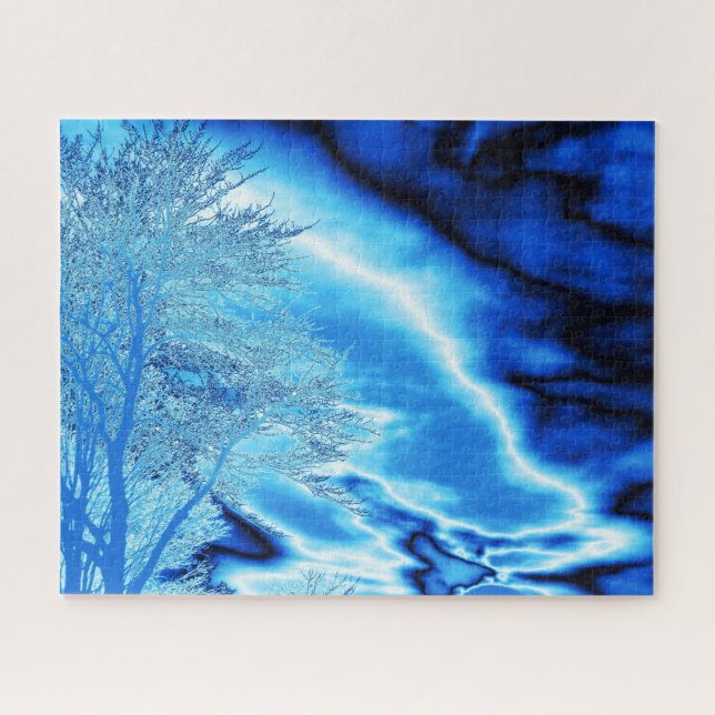 Puzzle Arbre hivernal glacé dans le ciel de Cobalt (Horizontal)
