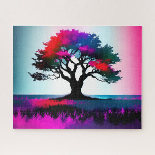 Puzzle Arbre majestueux dans le champ verdoyant
