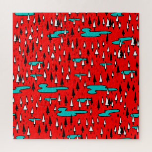 Puzzle Arbres à main levée : motif de Noël scandinave.