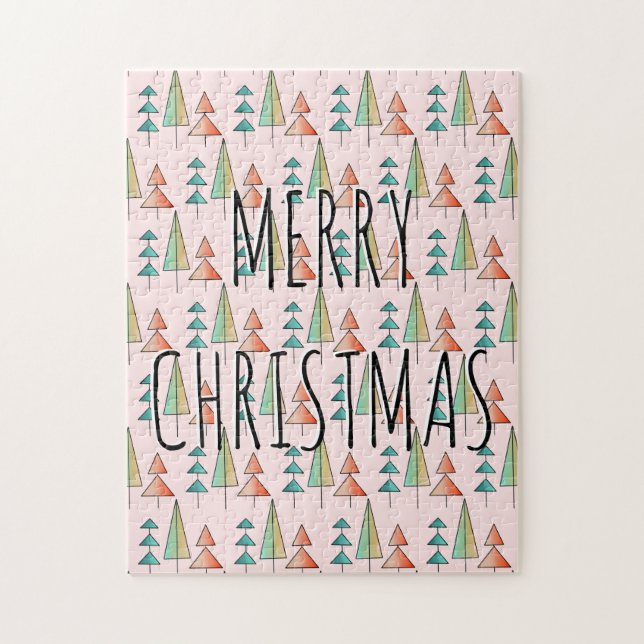 Puzzle arbres arc-en-ciel modernes du milieu du siècle ro (Vertical)