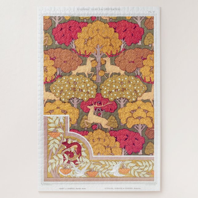 Puzzle Arbres d'automne Art nouveau et cerf Verneuil (Vertical)