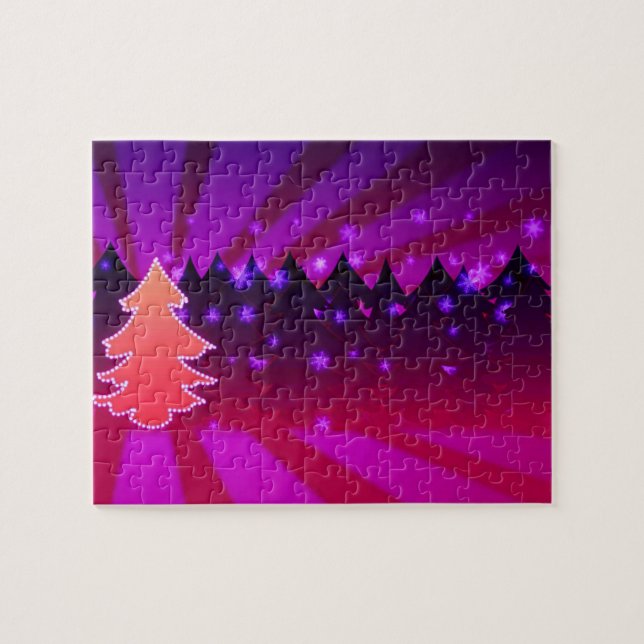 Puzzle Arbres de Noël Tons de pourpre (Horizontal)