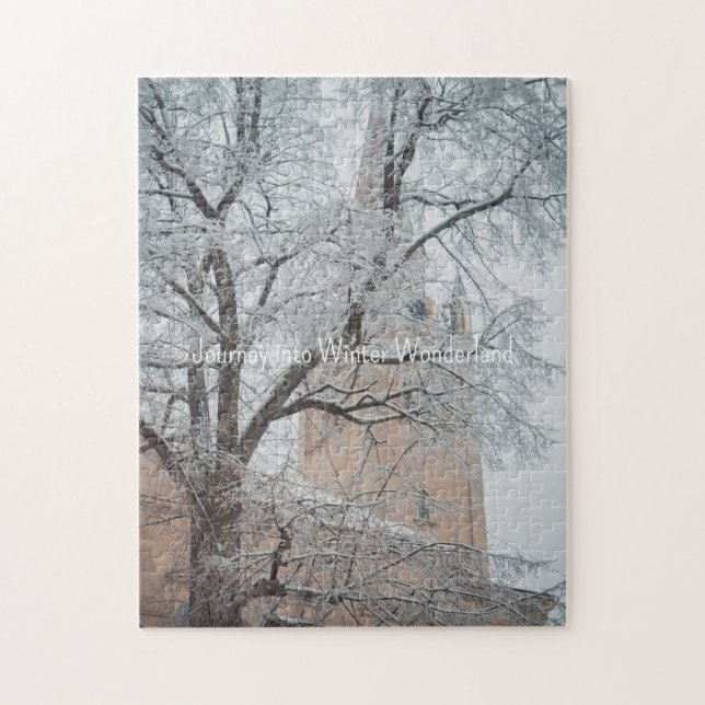 Puzzle Arbres gelés et cathédrale majestueuse (Vertical)