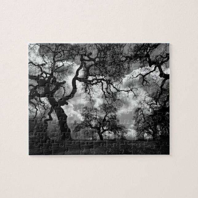 Puzzle Arbres mystérieux noirs et blancs (Horizontal)