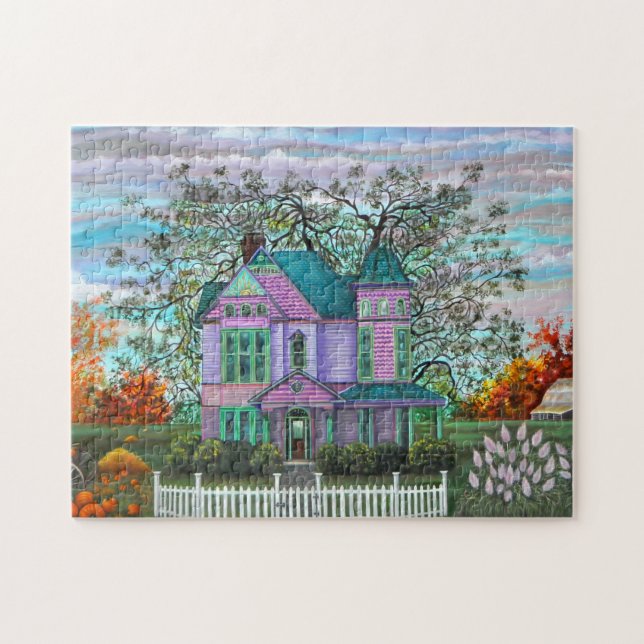 Puzzle Arbres victoriens pourpres d'automne de chariot de (Horizontal)