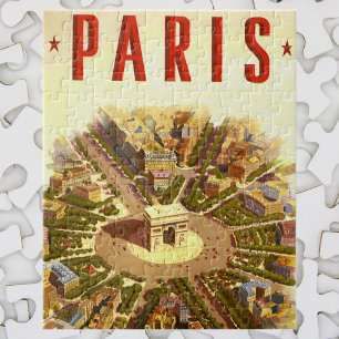 Puzzle Arc de Triomphe vintage, Paris, France, Art de voy