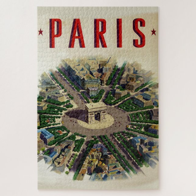 Puzzle Arc de Triomphe vintage Paris Illustration (Vertical)