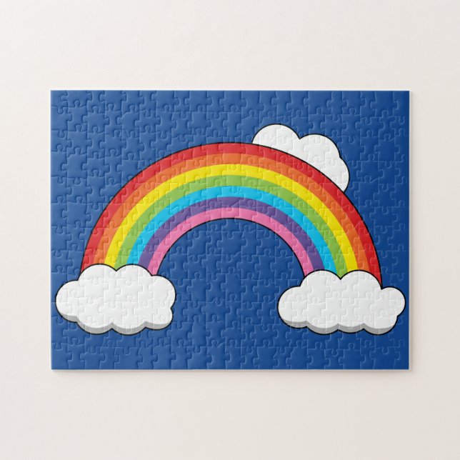 Puzzle Arc en ciel avec nuages blancs (Horizontal)