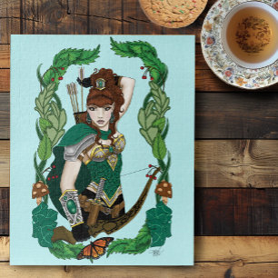 Puzzle Archère Elfe de la Forêt Enchantée Verte Fantastiq