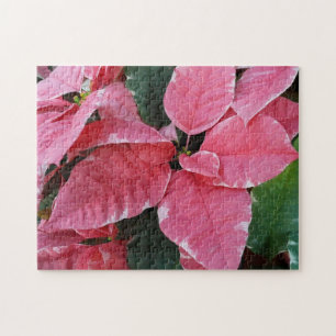 Puzzle Argent Star Marbre Poinsettias Pink Holiday Floral
