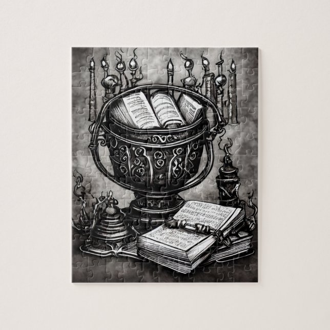 Puzzle Argent Steampunk Cauldron Spellbooks et Potions (Vertical)