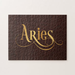 Puzzle Aries Tourbillonnant Script Gold sur le cuir