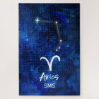 Aries Zodiac Constellation Blue Galaxy Monogramme