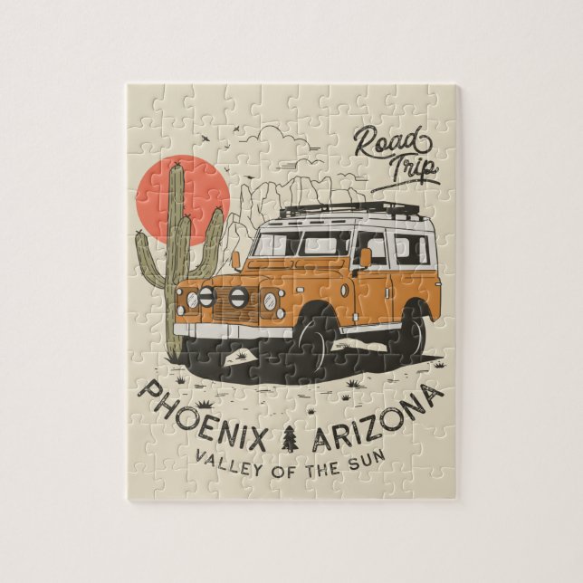 Puzzle Arizona Desert Sunset Road Trip Cactus Phoenix (Vertical)