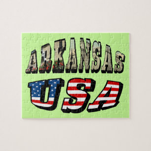 Puzzle Arkansas Picture et USA Flag Text