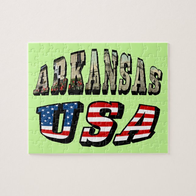 Puzzle Arkansas Picture et USA Flag Text (Horizontal)