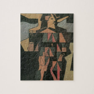 Puzzle Arlequin par Juan Gris, Art Cubiste Vintage