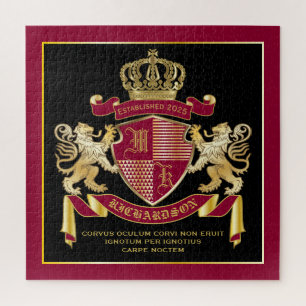 Puzzle Armoiries de monogramme Emblème de couronne de lio
