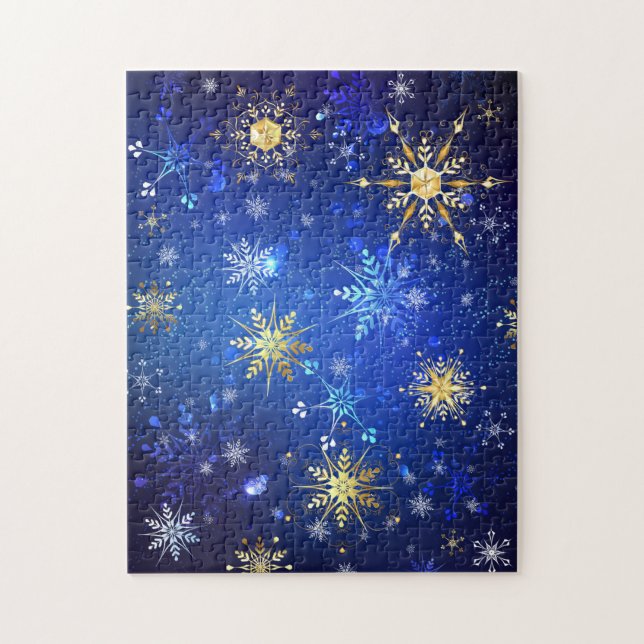 Puzzle Arrière - plan Bleu XMAS avec des flocons de neige (Vertical)