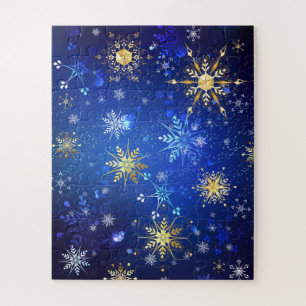 Puzzle Arrière - plan Bleu XMAS avec des flocons de neige