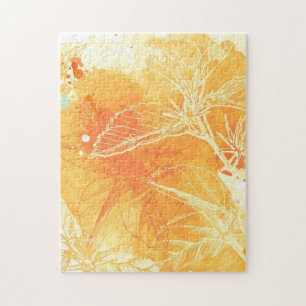 Puzzle Arrière - plan d'aquarelle de vecteur et fleurs