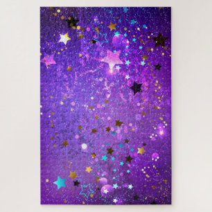 Puzzle Arrière - plan de feuille violet avec étoiles