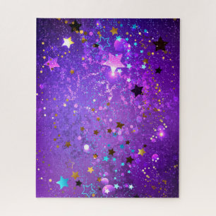 Puzzle Arrière - plan de feuille violet avec étoiles